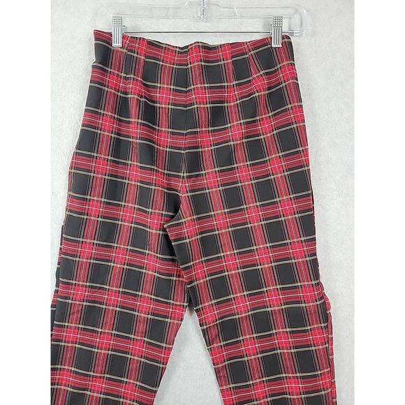 Time and Tru Red Plaid Mid Rise Side Zip Tapered Stretch Pants Women's 12 - Picture 7 of 12